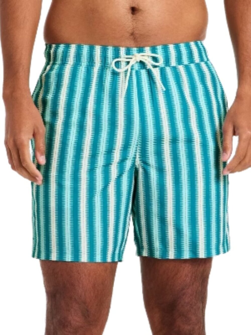 Men's 7'' Patterned Swim Trunks - Goodfellow & Co™ Blue Geo Stripe Small